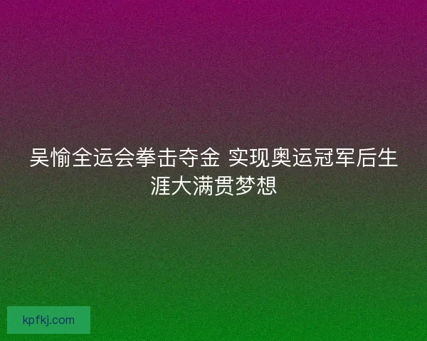 吴愉全运会拳击夺金 实现奥运冠军后生涯大满贯梦想